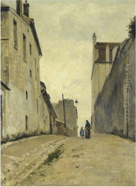 Montmartre. La Rue Du Mont-cenis Oil Painting by Stanislas Lepine