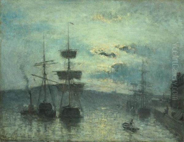 Navires Dans Un Port Normand Oil Painting by Stanislas Lepine