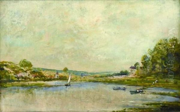 Paysage A La Riviere Oil Painting by Stanislas Lepine