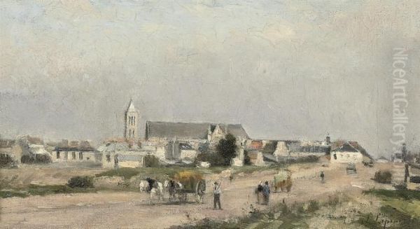 Vue D'un Village Oil Painting by Stanislas Lepine