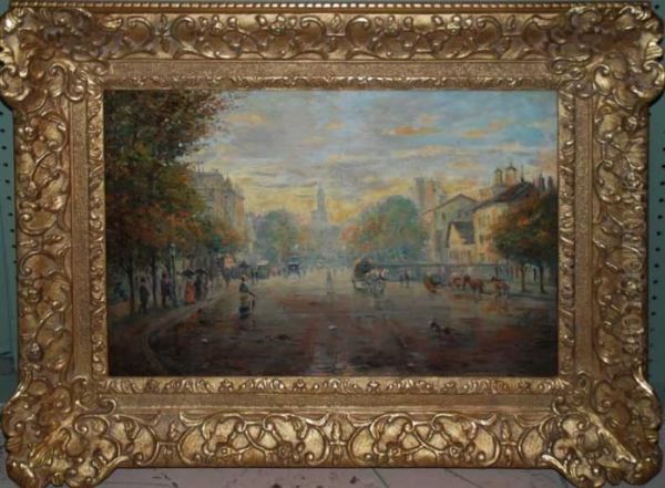 Parisian Street Scene Oil Painting by Stanislas Lepine