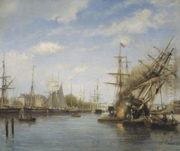 Caen, Amorce Du Bassin Saint-pierre Oil Painting by Stanislas Lepine