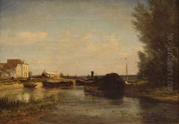 Les Bords De Seine A Argenteuil Oil Painting by Stanislas Lepine