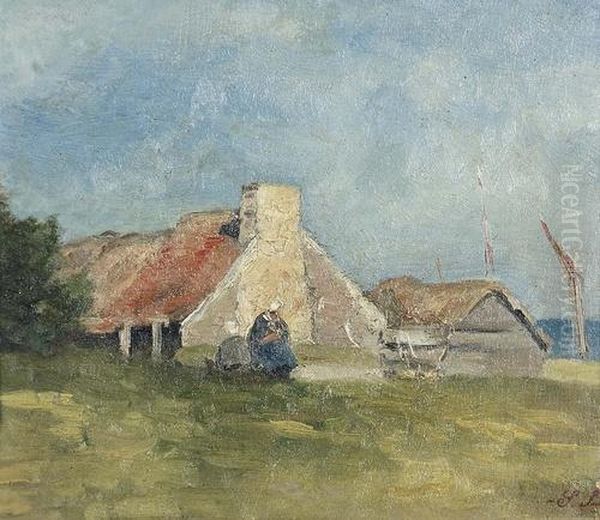 Franzosisches Landhaus An Der Kuste. Oil Painting by Stanislas Lepine