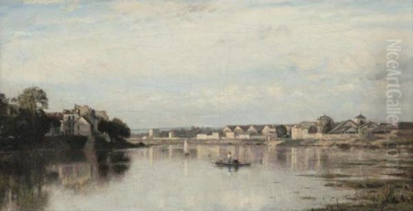 La Seine A L'ile Saint-denis Oil Painting by Stanislas Lepine