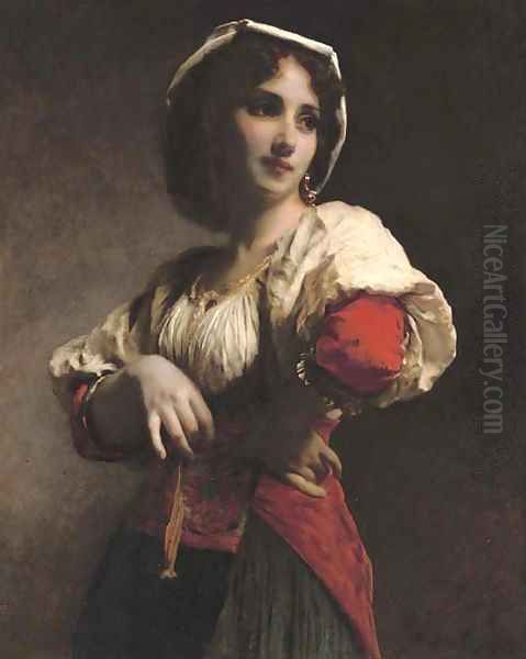 A neopolitan beauty Oil Painting by Etienne Adolphe Piot