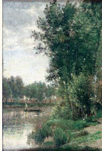 Bords De Marne Oil Painting by Stanislas Lepine