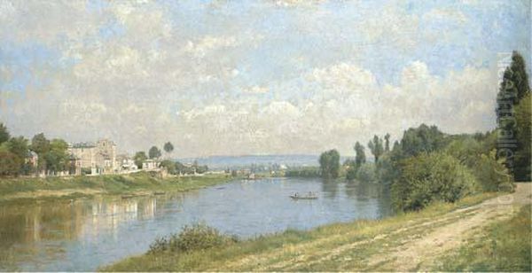 Le Seine A La Garenne Saint-denis Oil Painting by Stanislas Lepine