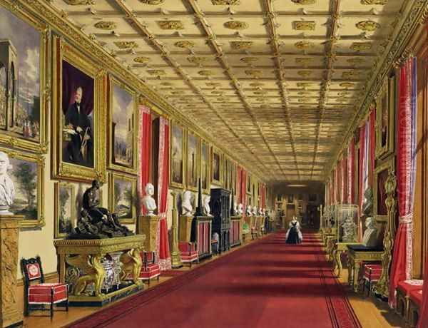 South Corridor, Windsor Castle, 1838 Oil Painting by James Baker Pyne