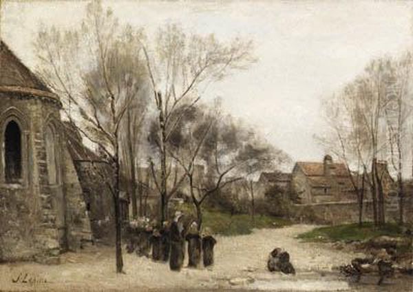 L'enclos Saint-julien-le-pauvre (the Courtyard Ofsaint-julien-le-pauve) Oil Painting by Stanislas Lepine