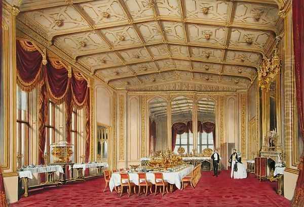 The Private Dining Room, Windsor Castle, from Windsor and its Surrounding Scenery, 1838 Oil Painting by James Baker Pyne