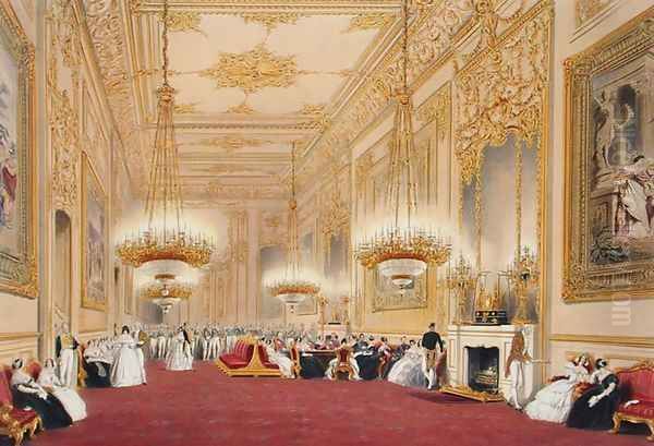 The Grand Reception Room - State Entertainment for His Majesty King Louis-Philippe, 1838 Oil Painting by James Baker Pyne