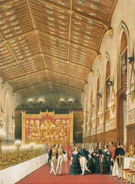 The Arrival of King Louis-Philippe, 1773-1850 Duc de Montpensier, St Georges Hall, Windsor Castle, 1838 Oil Painting by James Baker Pyne