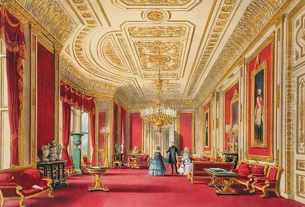 The Crimson Drawing Room, Windsor Castle, 1838 Oil Painting by James Baker Pyne