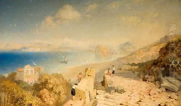 Castle of Ischia and the Gulf Islands, 1863 Oil Painting by James Baker Pyne