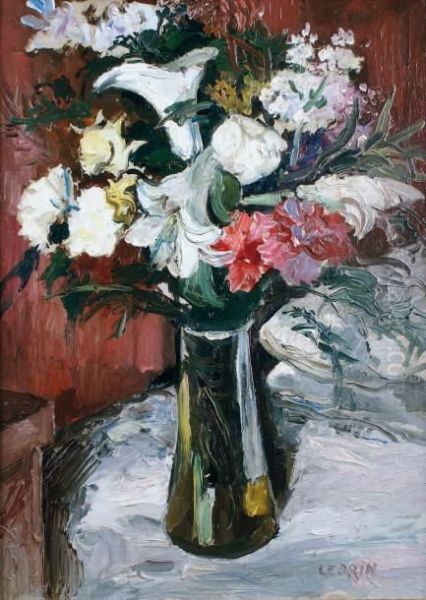 Vase De Fleurs Oil Painting by Marcel Leprin