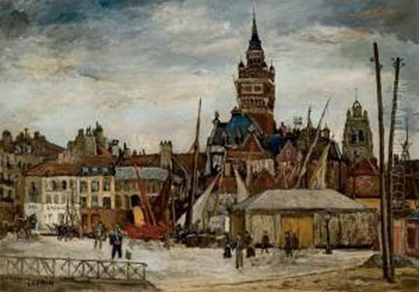 Le Port De Dunkerque Oil Painting by Marcel Leprin