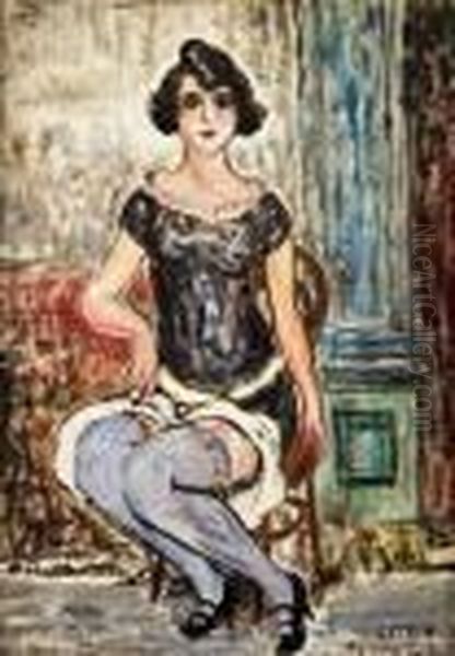 Prostituee A Marseille Oil Painting by Marcel Leprin