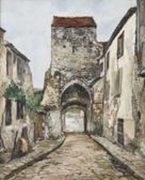 Vue D'une Ruelle. Oil Painting by Marcel Leprin