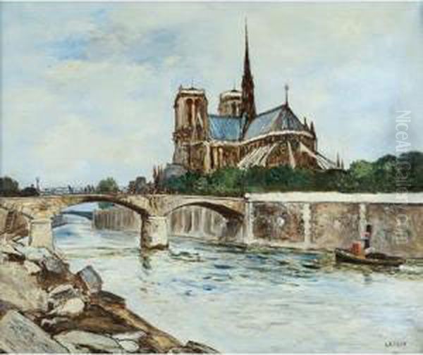 Notre Dame Oil Painting by Marcel Leprin