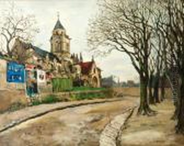 Village Dans L'yonne Oil Painting by Marcel Leprin