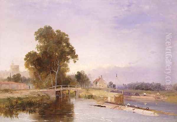 Barge by a lock gate, Windsor beyond Oil Painting by James Baker Pyne