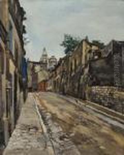 Monmartre Street Scene. Oil Painting by Marcel Leprin