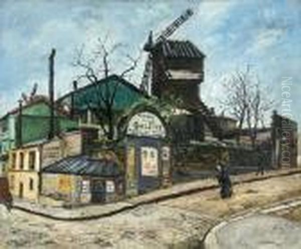 Moulin De La Galette A Montmartre Oil Painting by Marcel Leprin