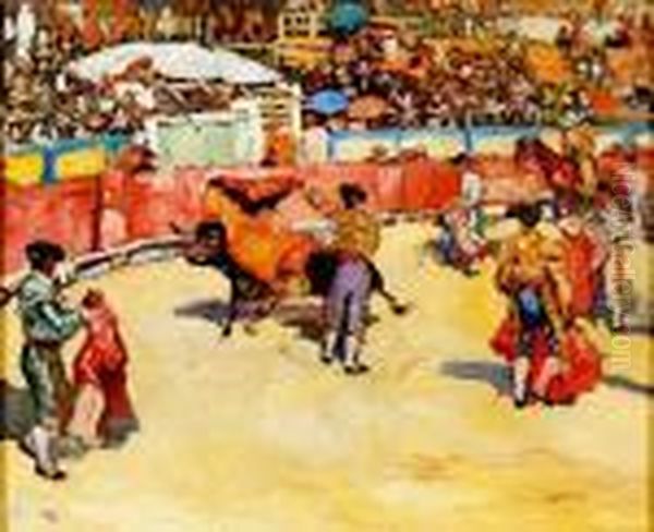 Scene De Tauromachie Oil Painting by Marcel Leprin