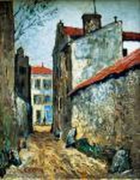 Rue A Montmartre Oil Painting by Marcel Leprin