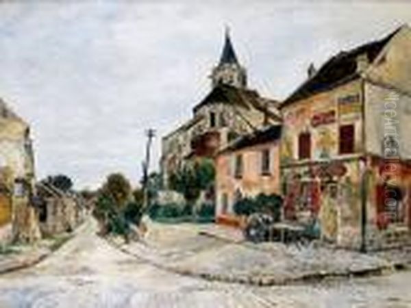 Le Petit Cafe A Gonesse Oil Painting by Marcel Leprin