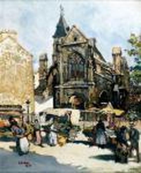 L' Eglise De Saint-nicolas-du-chardonnet Oil Painting by Marcel Leprin