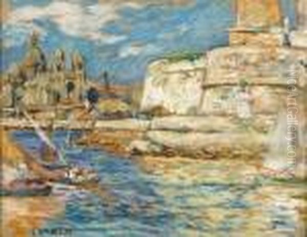 Le Port De Marseille. Oil Painting by Marcel Leprin