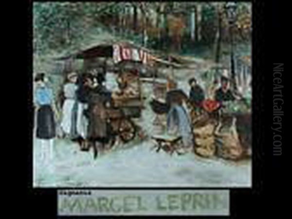 Strassenszene Mit Marktfrauen Oil Painting by Marcel Leprin