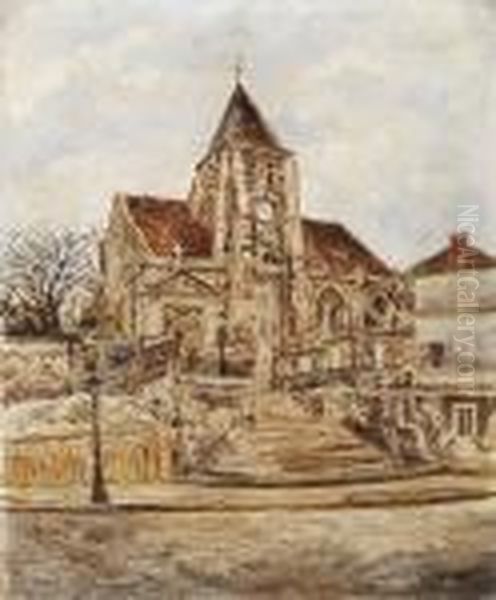 L'eglise Oil Painting by Marcel Leprin