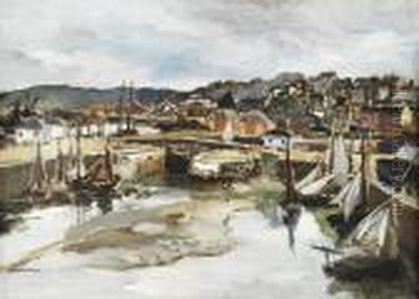 Le Port A Maree Basse Oil Painting by Marcel Leprin