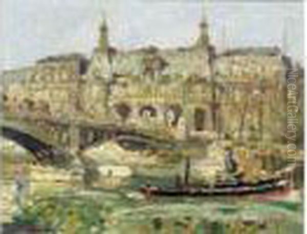 Le Pont Du Louvre Oil Painting by Marcel Leprin