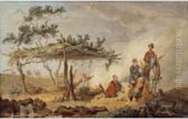 Scene De Campement Russe Oil Painting by Jean-Baptiste Le Prince