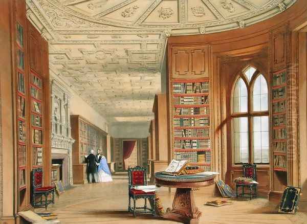 The Library, Windsor Castle, 1838 Oil Painting by James Baker Pyne