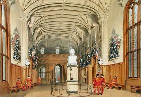 The Guard Chamber, Windsor Castle, 1838 Oil Painting by James Baker Pyne