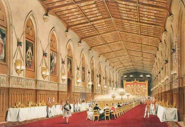 St Georges Hall, Windsor Castle, 1838 Oil Painting by James Baker Pyne