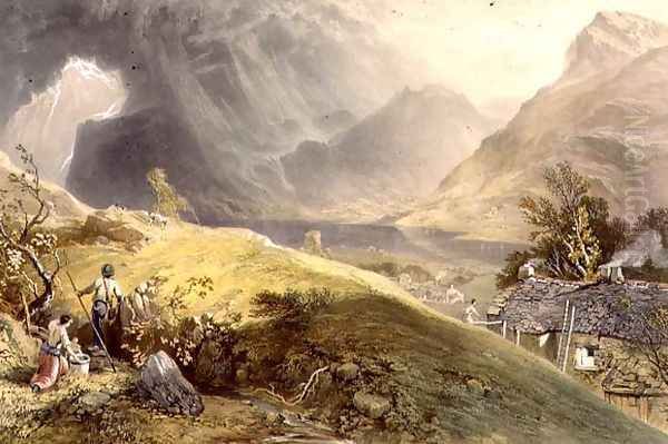 Lake Buttermere, from The English Lake District, 1853 Oil Painting by James Baker Pyne