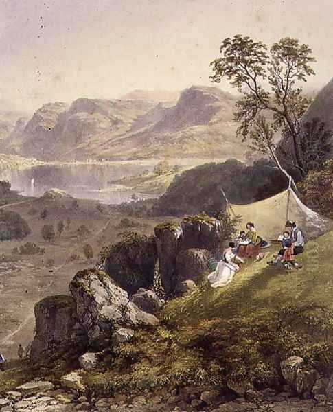 Thirlmere and Wythburn, detail of a sketching party, from The English Lake District, 1853 Oil Painting by James Baker Pyne