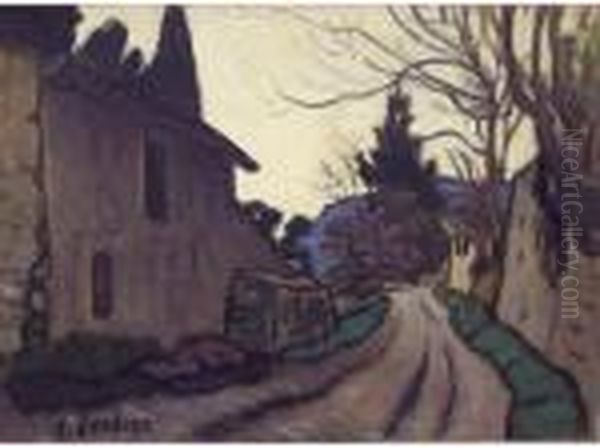 Chemin Traversant Un Village Oil Painting by Alfred Lesbros