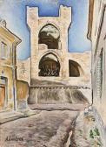 Porte D'avigon. Oil Painting by Alfred Lesbros