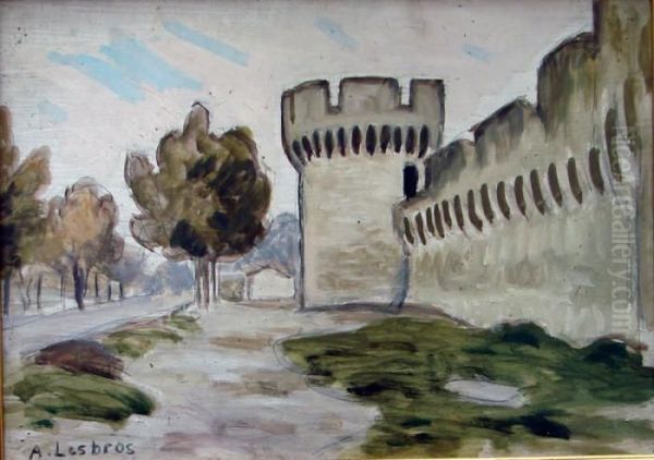 Remparts D'avignon Oil Painting by Alfred Lesbros