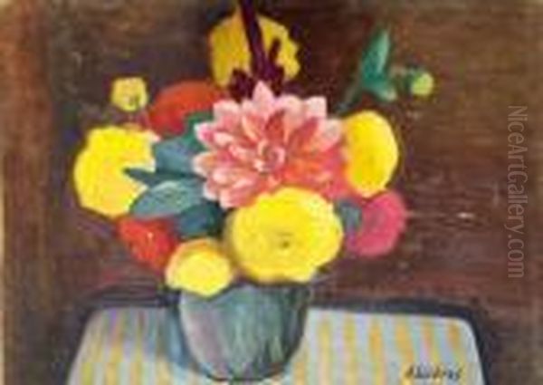 Bouquet Jaune Et Rouge Oil Painting by Alfred Lesbros