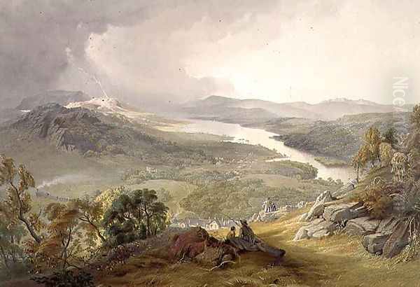 Lake Windermere, from The English Lake District, 1853 Oil Painting by James Baker Pyne