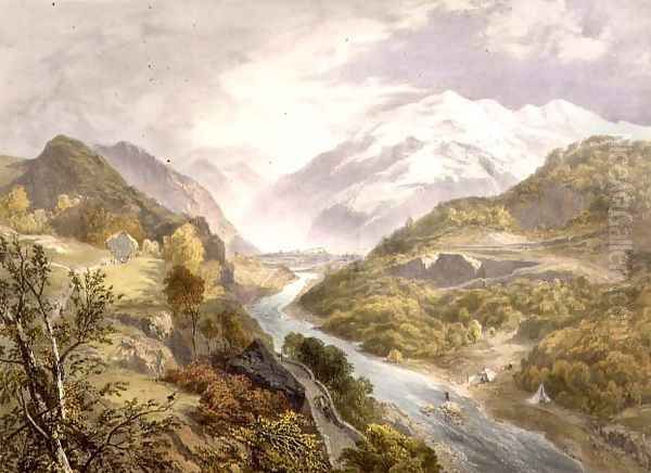 The Derwent River and Borrowdale, from The English Lake District, 1853 Oil Painting by James Baker Pyne