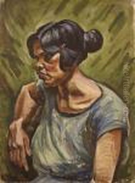 La Gitane Au Chignon Oil Painting by Alfred Lesbros